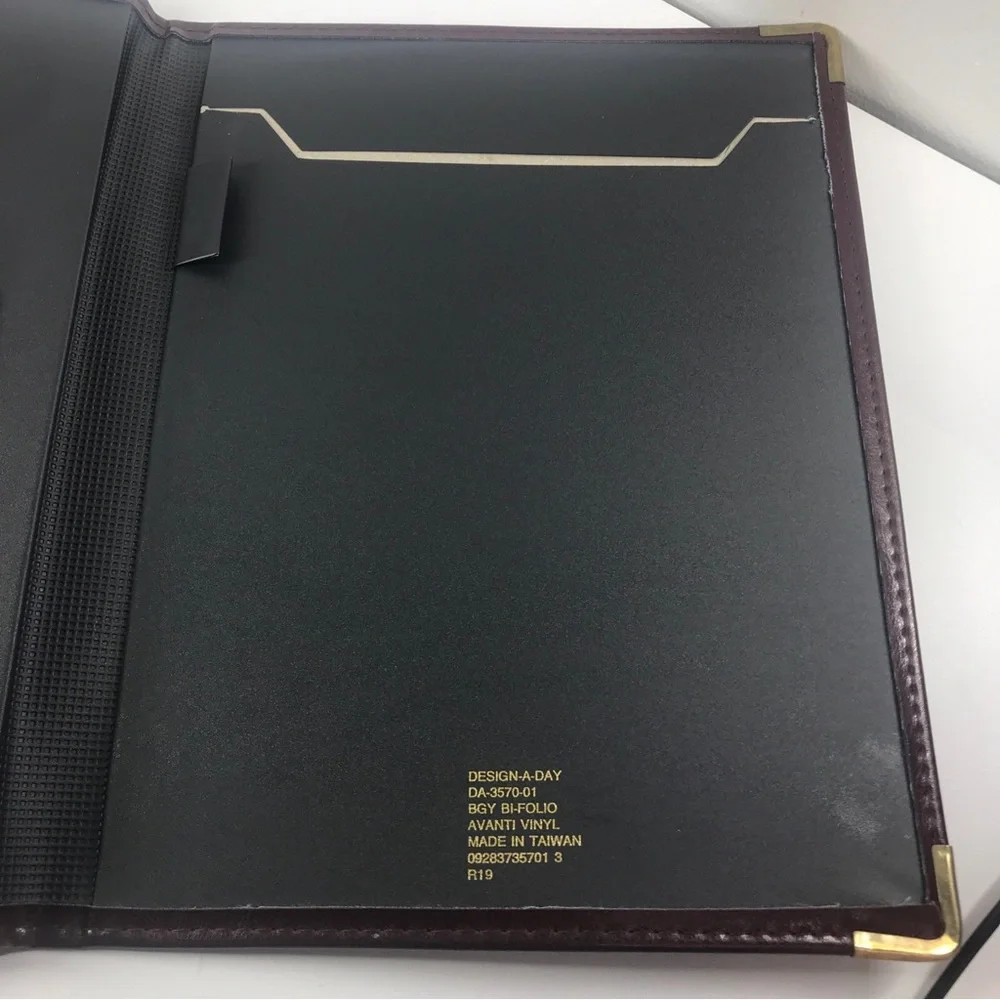 Brown Leather Portfolio Folder Document Business Card Holder  Note Pad